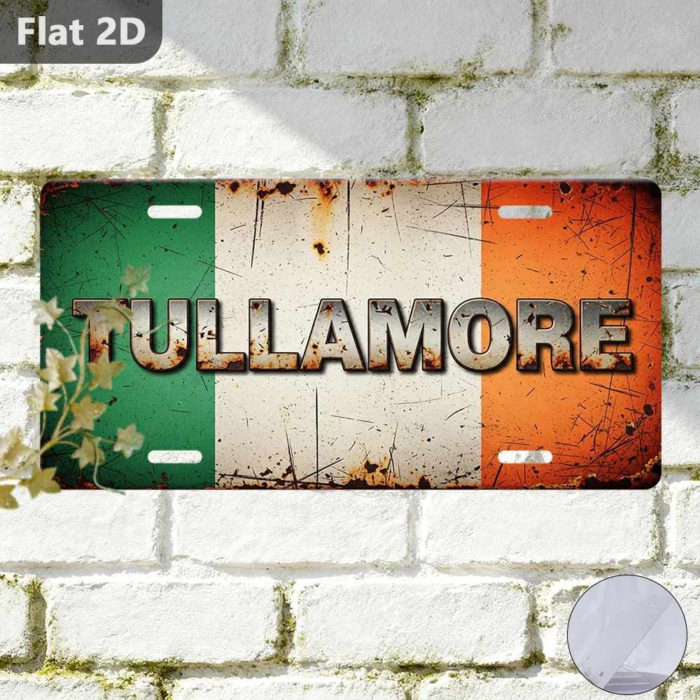 Letrero Vintage Plano 2D con la Leyenda TULLAMORE, Ideal como Recuerdo de Viaje, Regalo Navideño, Decoración de Temporada, Decoración de Pared para Garaje