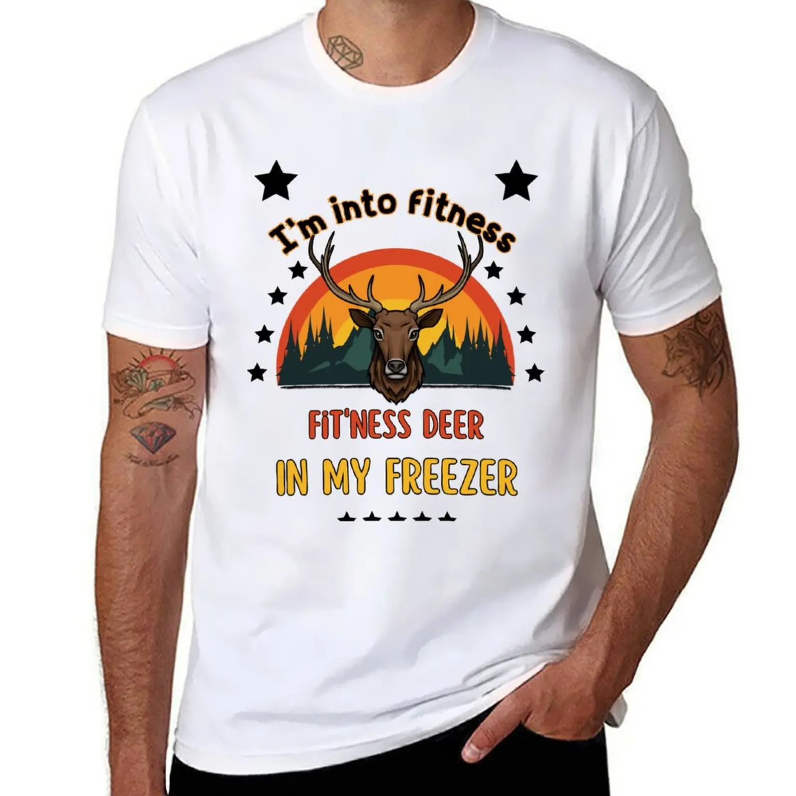 

I'm into fitness fit'ness deer in my freezer for men women kids T-Shirt man t shirts cotton T-Shirt