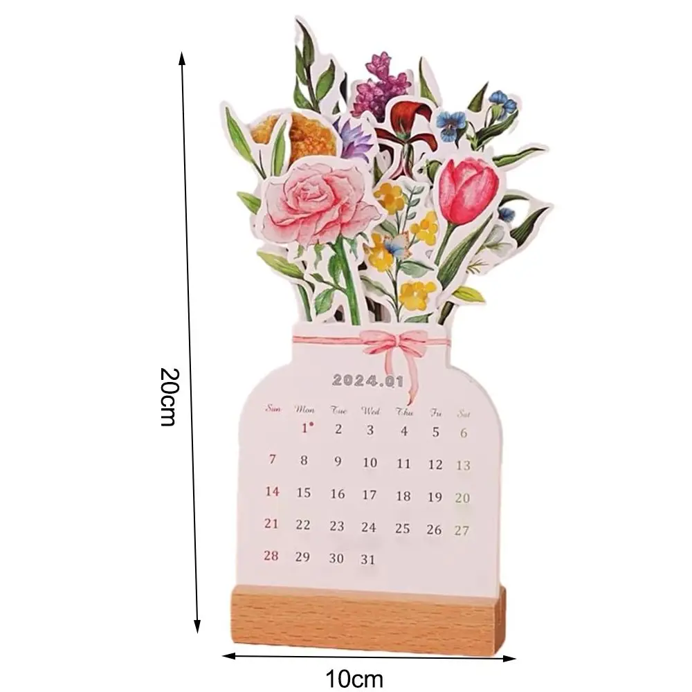 Desk Calendar Bloomy Flowers Desk Calendar New Year Vase Shaped Countdown Calendars Office Desk Decor Gift Desktop Flip Calendar