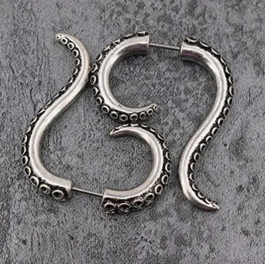1PC Stainless Steel Octopus Whisker Earrings for Men Women Cthulhu Octopus Earrings Party Jewelry Accessories Gifts