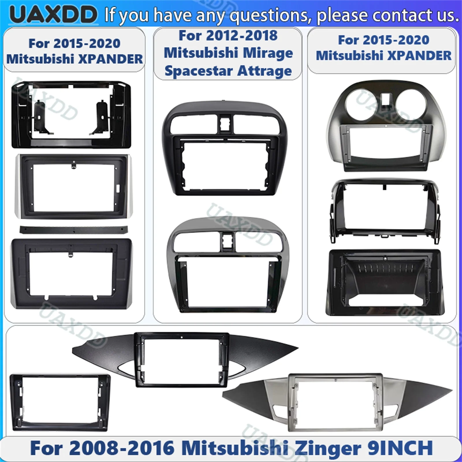 For Mitsubishi 2012-2023 Mirage Spacestar Attrage Eclipse Spyder Cross Xpander Zinger 9 10.1inch Car Android Frame Dvd Kit Panel