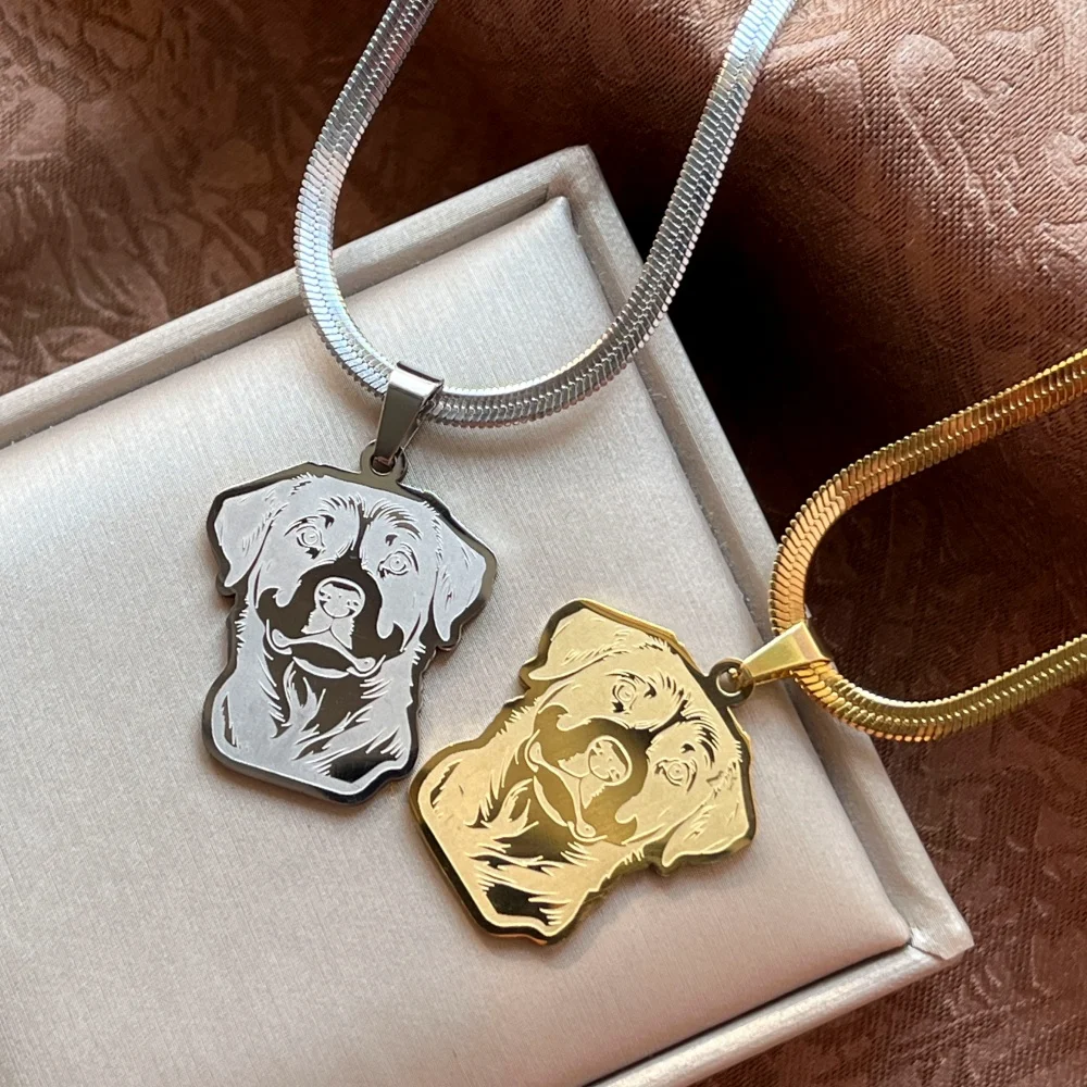 Cute Greyhound Dog Blade Snake Chain Pendant Necklace For Women Men Stainless Steel Jewelry Cartoon Necklaces