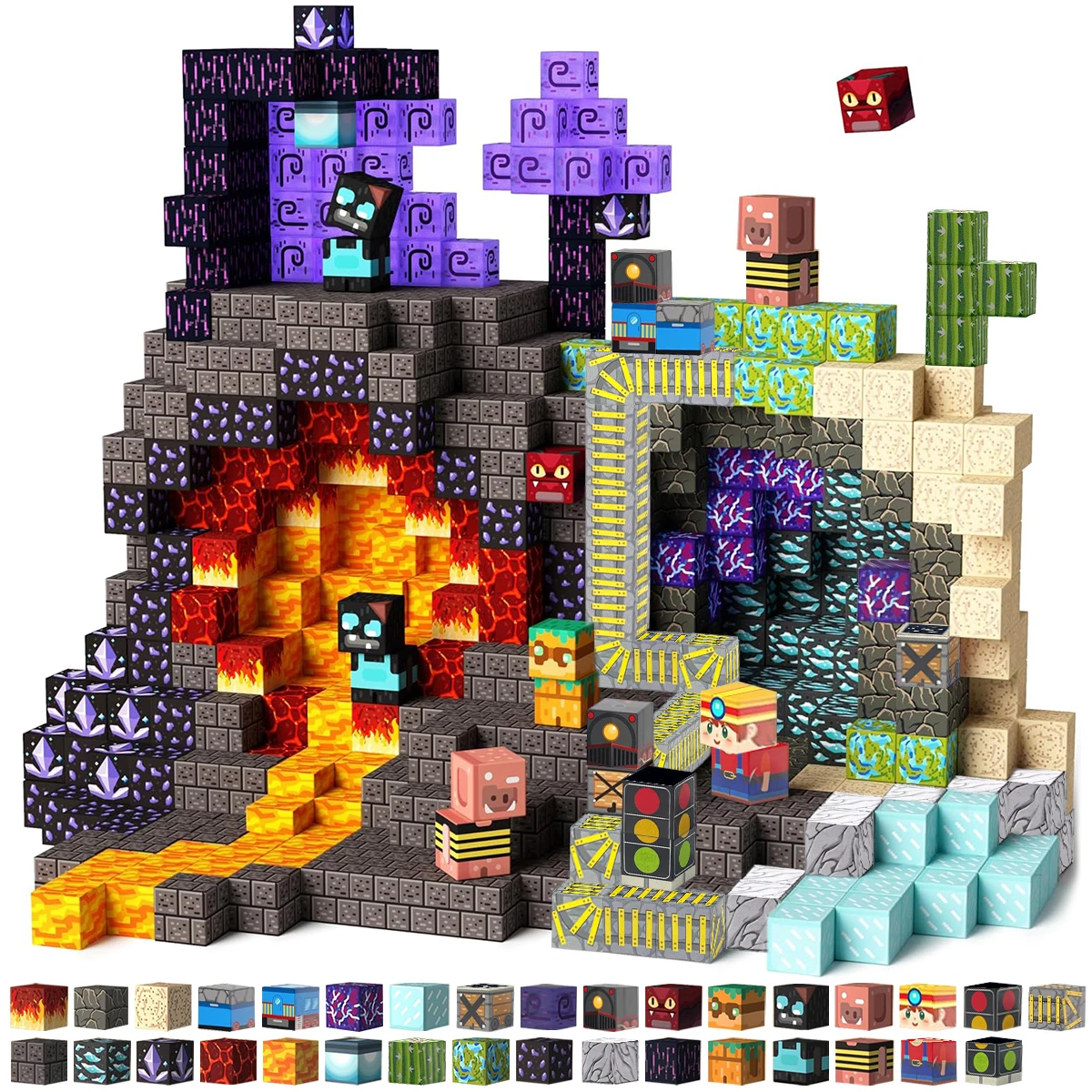 ألعاب مكعبات البناء المغناطيسية-سكك الحديدية الشيطانية مع ألعاب البناء المغناطيسية الجذعية هدية حسية للأطفال بنين بنات 90/180/300 قطعة