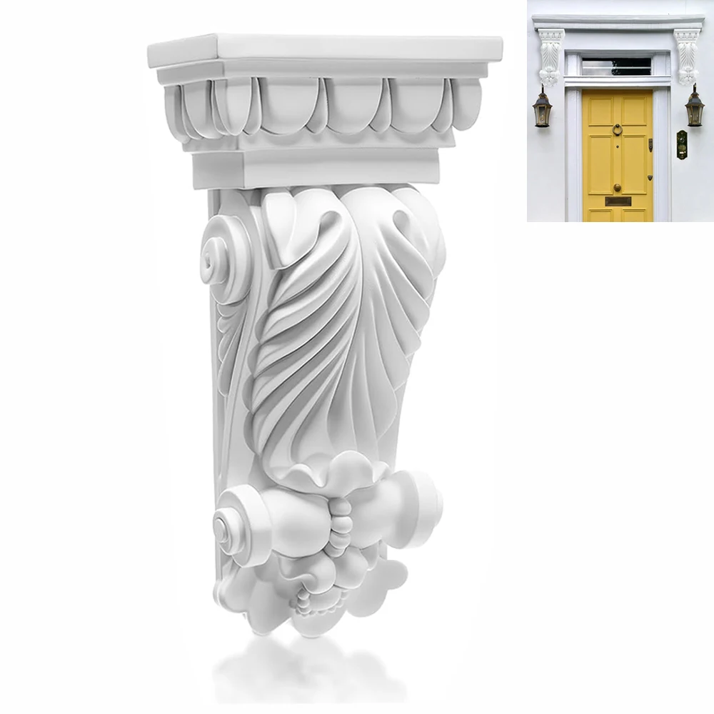 Decorative Corbel,PU Carved Corbel Bracket,Paintable European Style Ornate Corbels for Archway, Ceiling,Doorway Countertop Decor
