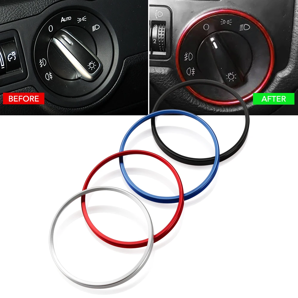 Car Headlight Switch Decorative Frame Trim Ring Sticker Fit for Volkswagen VW Golf Jett MK5 MK6 Passat B6 B7 CC Touran Tiguan