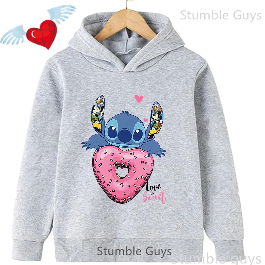 أطفال 3-12Y الخريف ديزني غرزة Kawaii البلوز Trucksuit الدافئة المألوف الأولاد ملابس الفتيات