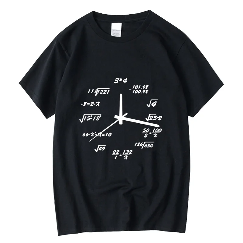 XINYI Men's T-shirt 100% Cotton Casual Funny Math Clock Print Customizable Hand-painted Clothing Fashionable Geometric Abstra...