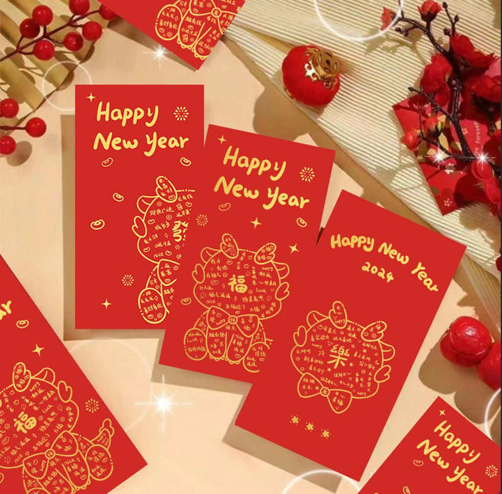 

2024 New Year DragonRed Packet Thickened Hot Stamping Red Pockets New Year Supplies Blessing Red Packet