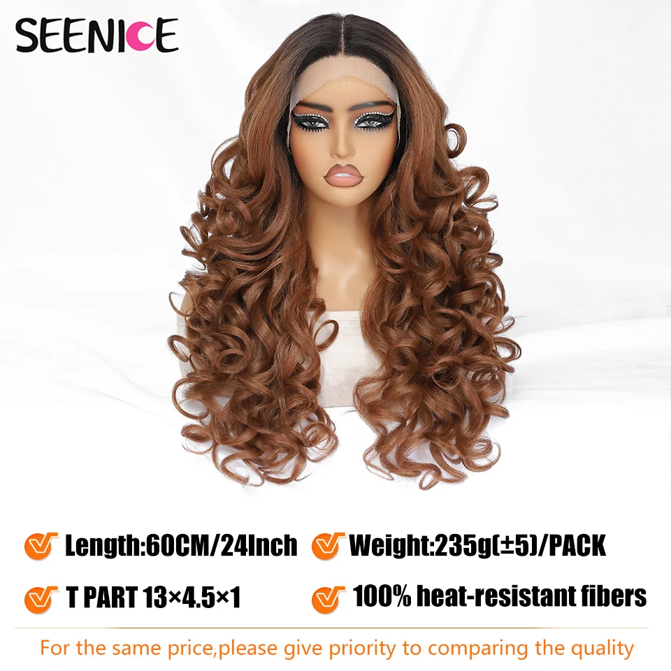 Black Brown Curly Wig Synthetic Lace Front Wigs For Women Blonde Orange Female Lace Wig Daily Use 13X4X1 Cosplay Hair