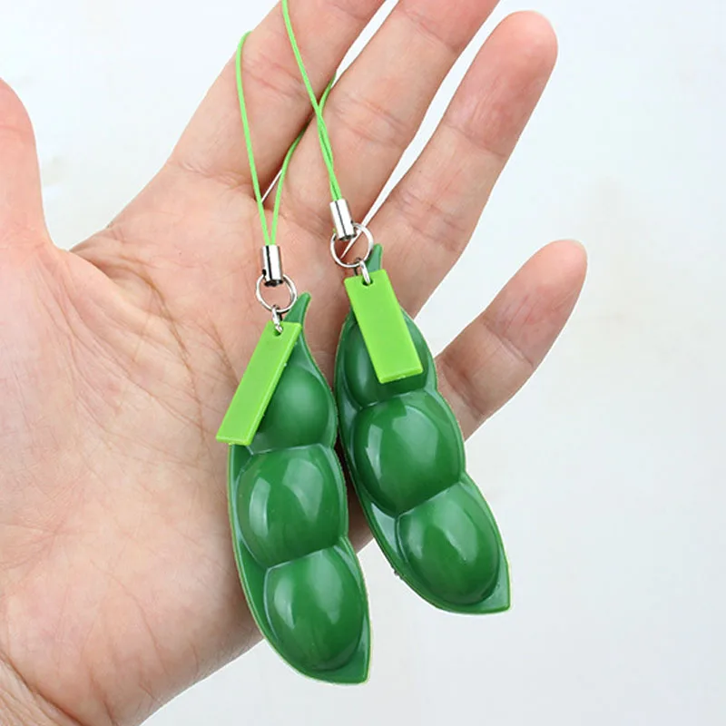 

2PCS Fidget Toys Squeeze Pea Beans Keychain ADHD Decompression Toy Novelty Gifts Adults Children Juguetes Antiestrés Autismo