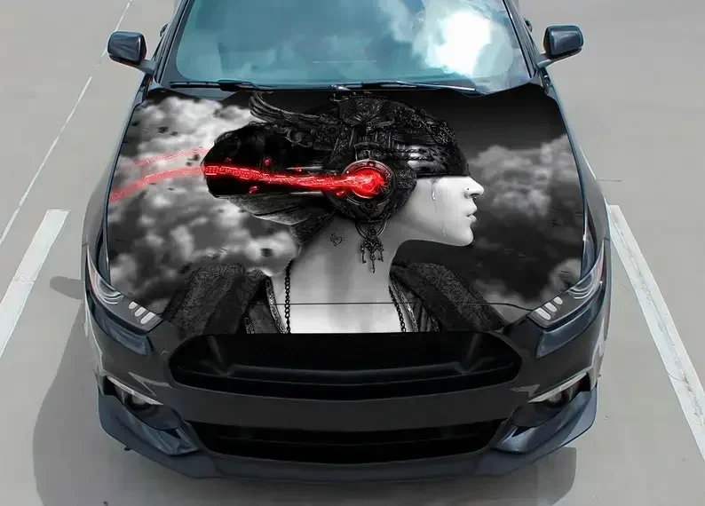 

Car hood decal, vinyl, sticker, graphic, wrap decal, truck decal, truck graphic, bonnet decals, skull, f150,abstract, girl