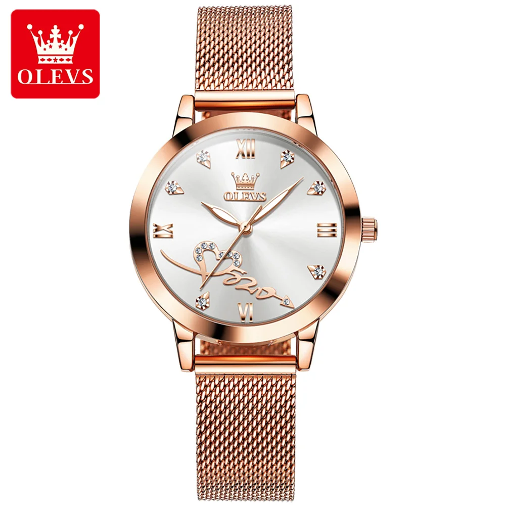 

OLEVS Quartz Watch for Women 520 Elegant Milanese Stainless Steel Strap Ladies Wristwatch Waterproof Luminous Girls Gift Watches