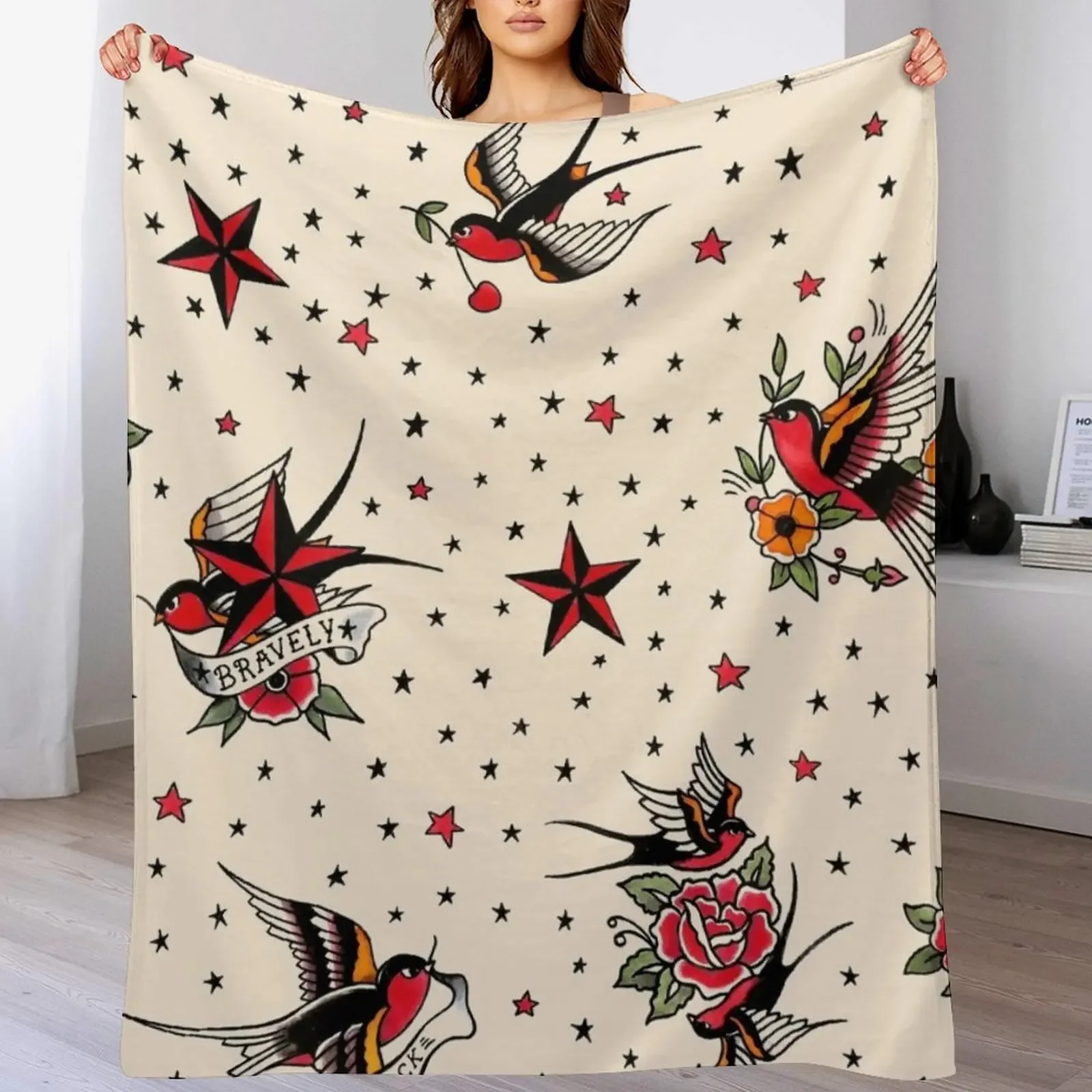 

Tattoo flash pattern N 1 Throw Blanket Vintage Giant Sofa cosplay anime Personalized Gift Blankets