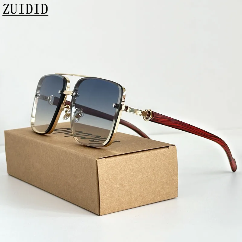 2024 Luxury Square Sunglasses For Men New Wooden Vintage Designer Fashion Glasses Sunglasses Women Vacation Gafas De Sol Hombre