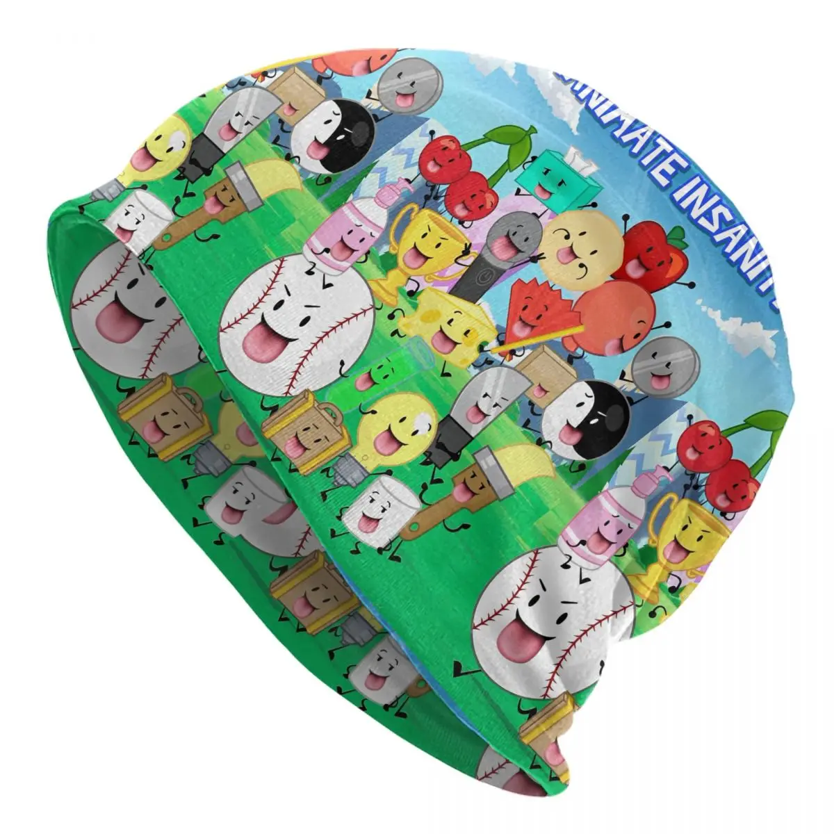 BFDI Inanimate Insanity Cartoon Bonnet Hat Goth Outdoor Battle for Dream Island Skullies Beanies Hat Warm Thermal Elastic Cap