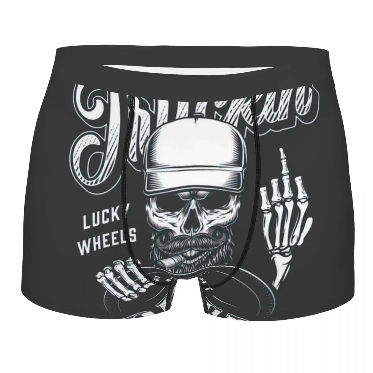 Classic Skull Driver Underpants Breathbale Panties Male Underwear Print Shorts Boxer Briefs