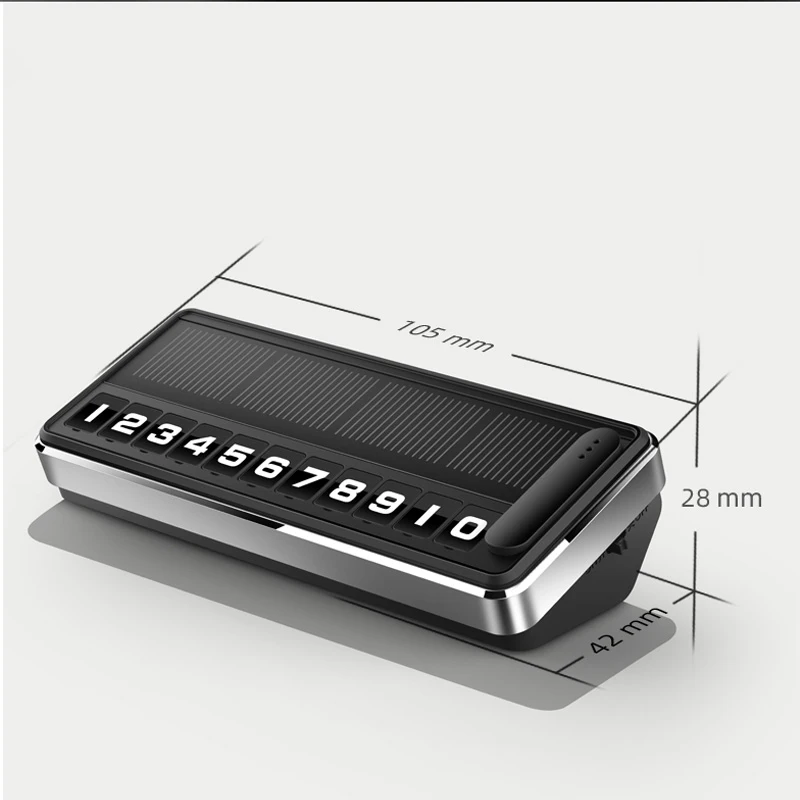Solar Car Phone Number Plate Led Lighting Temporary Parking Card Hidden Plates Car Park Stop Multiple Number Parking Gadgets