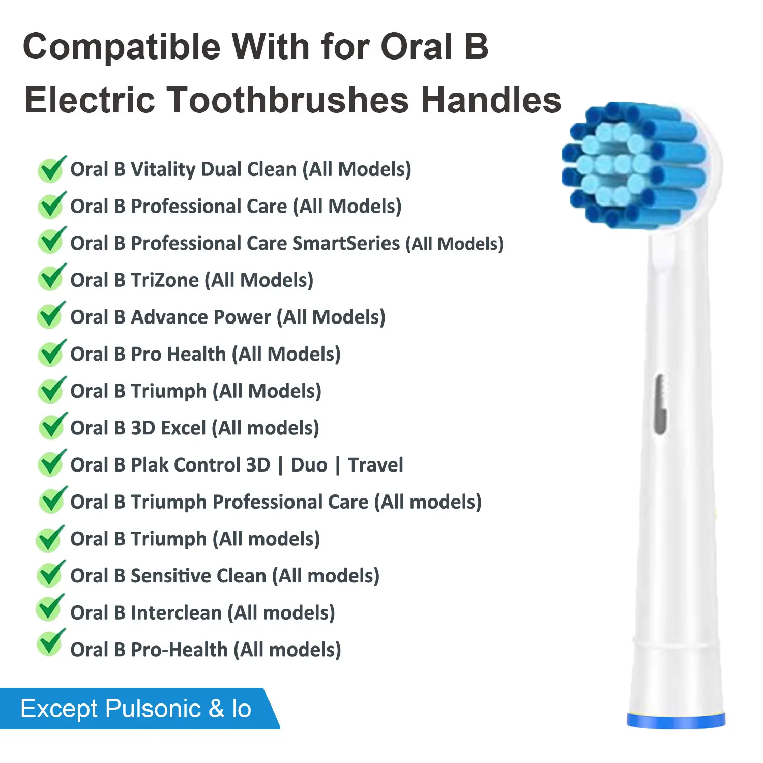 Electric Toothbrush Sensitive Replacement Head for Oral B Generic Tooth Brush Heads with Dupont Bristles Gentle Whitening Action