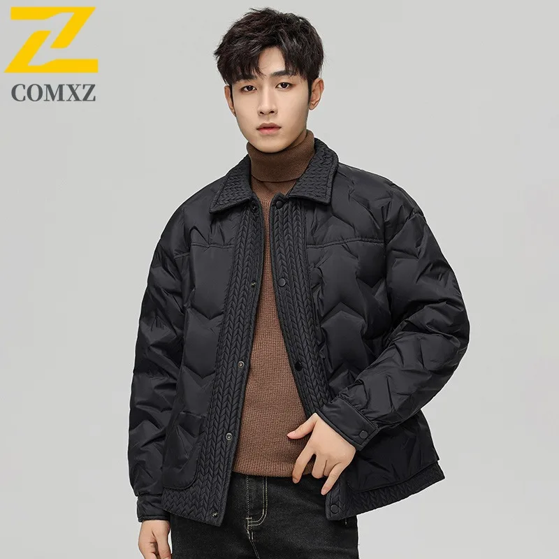 COMXZ Cotton Padded Jacket Versatile Loose Casual Lightweight Travel Padding Coat Snowy Minimalist Padded Jacket Men's Clothing