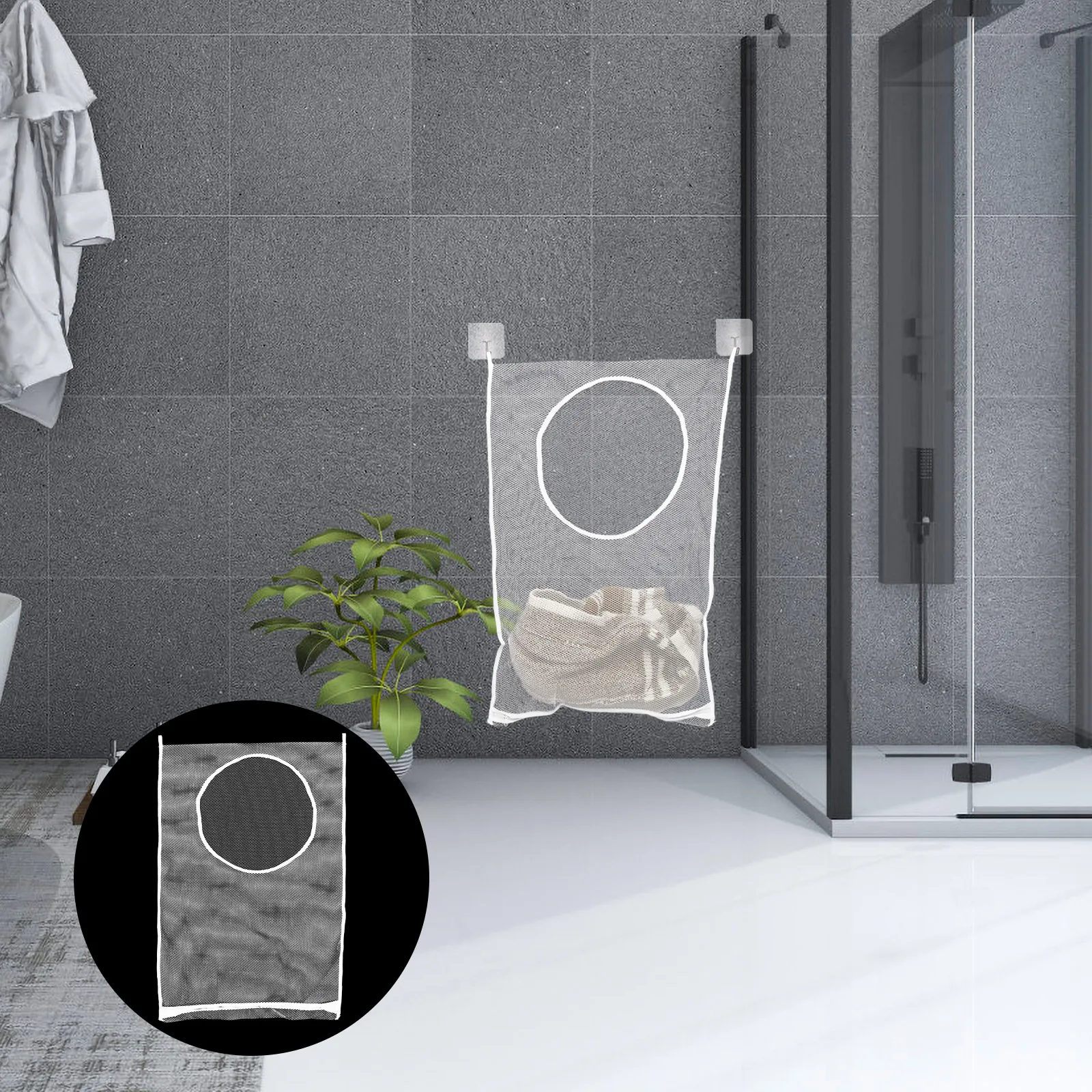 

2Pcs Mesh Laundry Bags Foldable Large Capacity Storage Bag for Clothes Laundry Hamper Mesh Net Bags Polyester Material