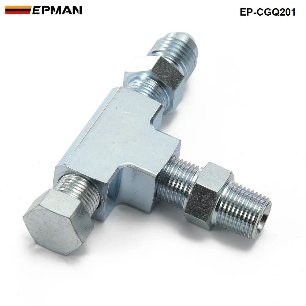 EPMAN 1/8NPT to 4AN Turbo Adapter Tee Fitting w/ Block Oil Feed Pressure Sensor EP-CGQ201