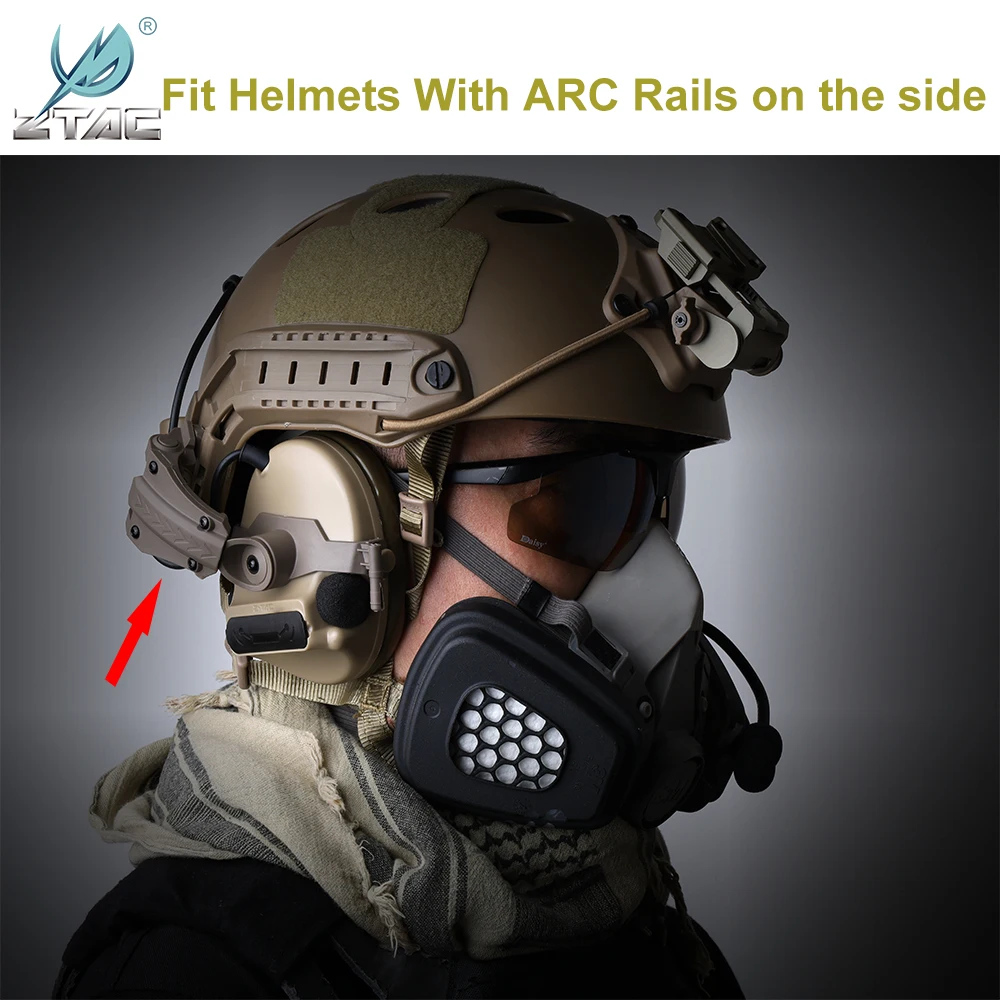 ZTAC Tactical Helmet Mount ARC Rail Adapter Headset Accessories For COMTA II III Airsoft Tactical Shooting Headphone Hunting