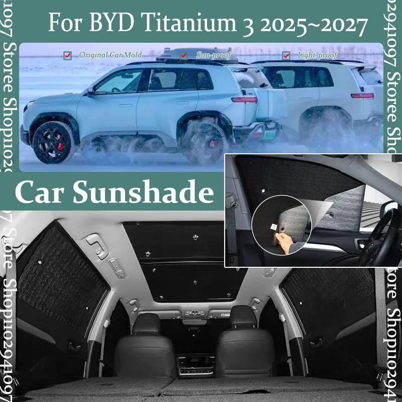 Car Sun Visor For BYD Leopard Tai 3 Titanium 3 2025 2026 2027 Anti-UV Shield Curtain Window Sunhsade Windshield Auto Accessoires