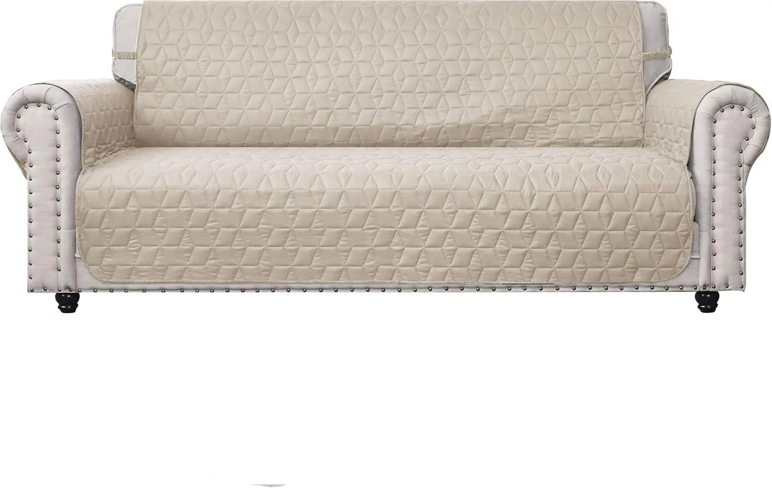 

Waterproof Quilted Sofa Slipcover with Anti-Skid Design, Machine Washable for Pets and Kids (Beige, 78")