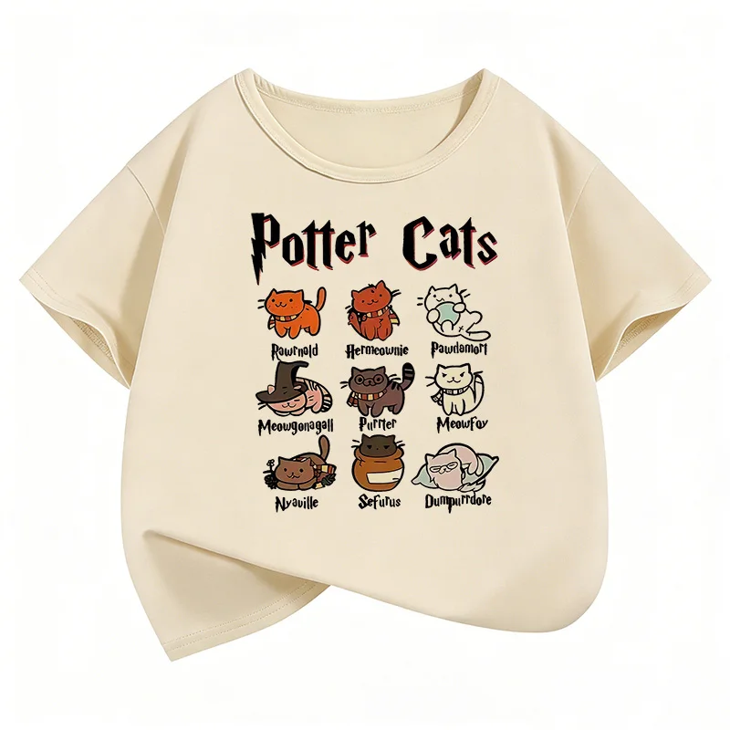 

funny Cat Graphic Kids Tshirts Summer Short Sleeve Tees Cartoon Animal Boys Girls Clothes Kawaii Kitten Tops Children T-shirt