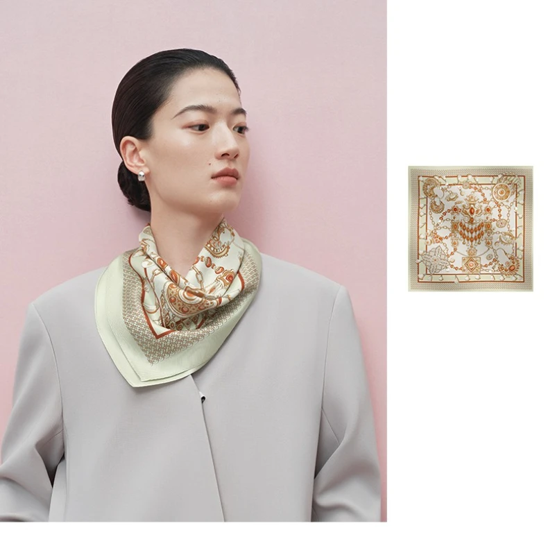 

Wensli 2025 Новое поступление, защита шеи, универсальный шелковый шелковый шелковый квадратный шарф премиум-класса с двусторонним принтом