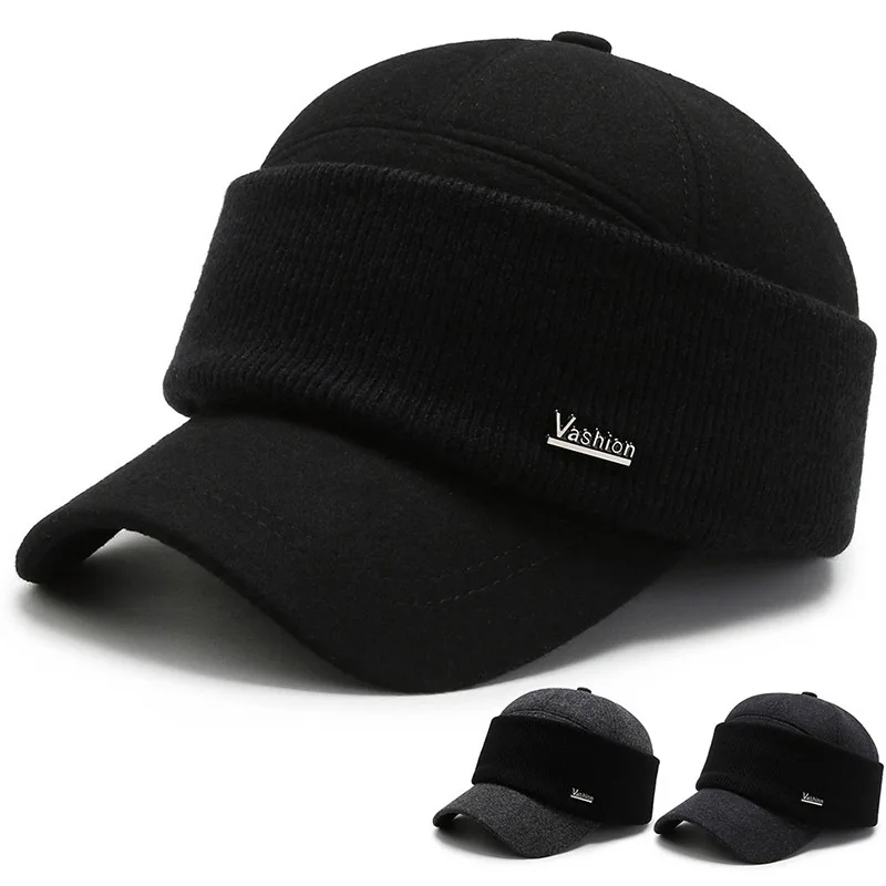 

Winter Men Warm Hat Thick Baseball Caps for Men Earmuffs Hats Dad Hat Outdoor Windproof New Casual Sports Hat Snapback Cap