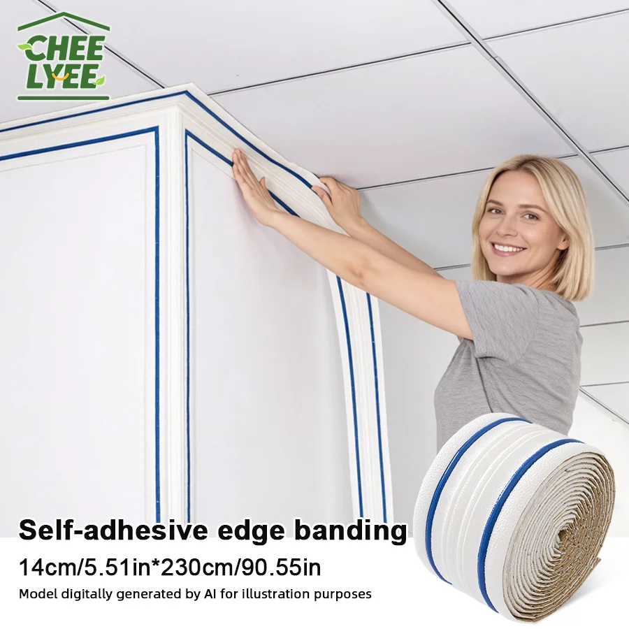 2/4Rolls Sxp Foam Edge Banding, 3D Wall Panel 6mm Thick, Self Adhesive Skirting Board, Wainscoting Suitable for All Indoor Spaces