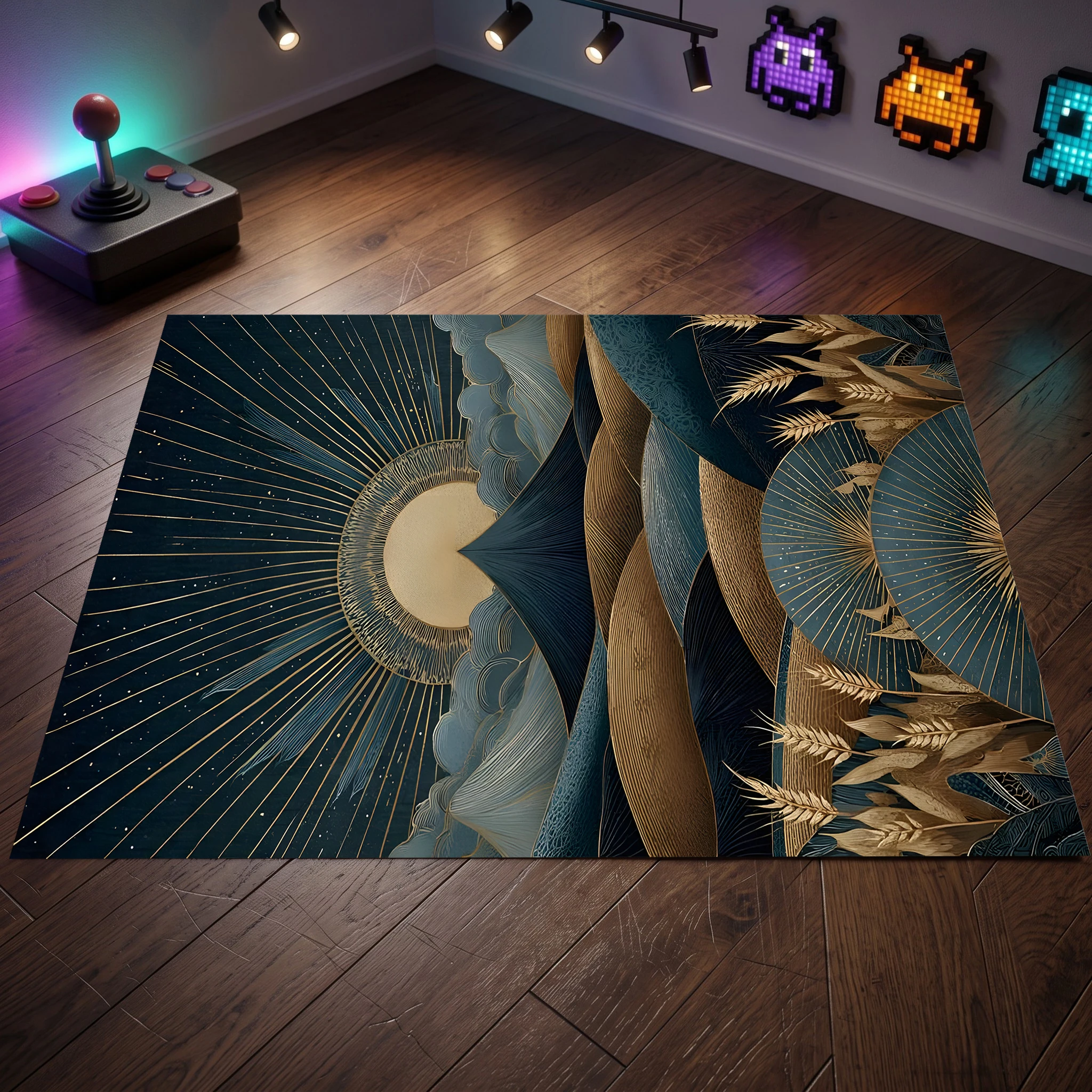 2D Large Carpet Abstract Sun Mountain Wheat Light Luxury for Living Room Bedroom