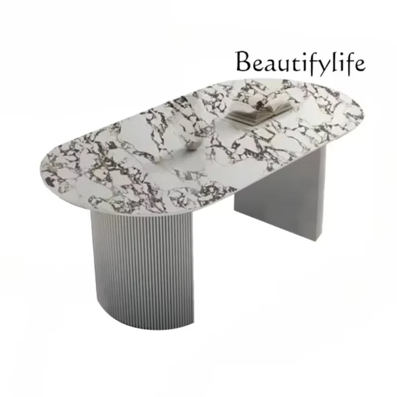 Tt Slate Dining Table Small Apartment French Cream Style Oval Living Room Dining Table Household Nordic Simple Table
