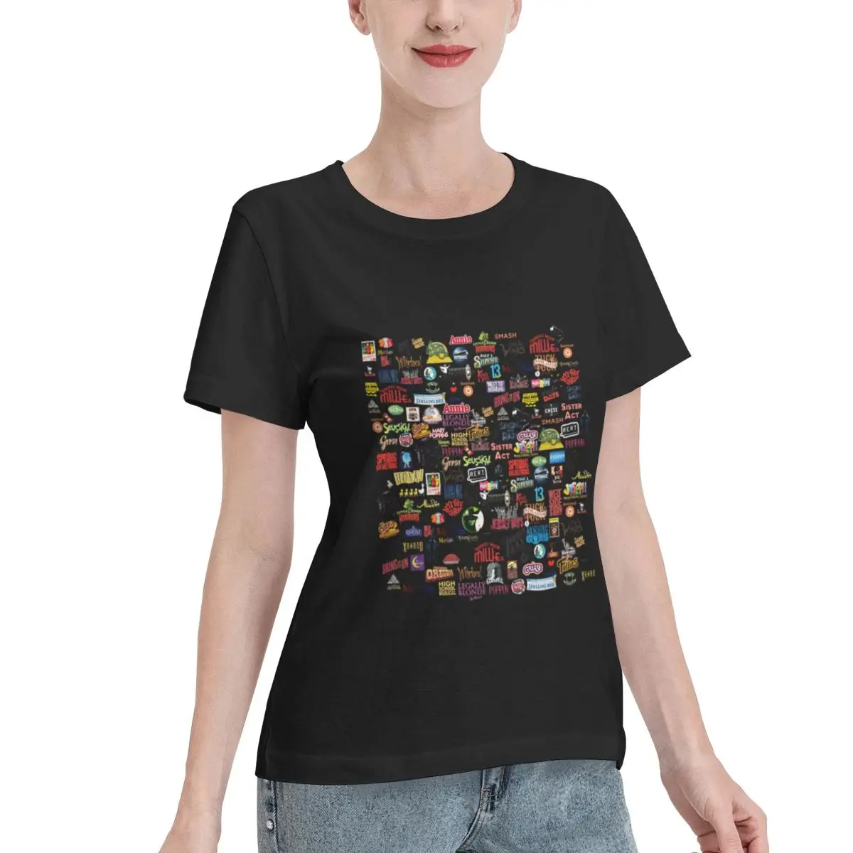 Skin Safe Musical Logos Women's T-shirt Minimalist Short Sleeve Casual Top