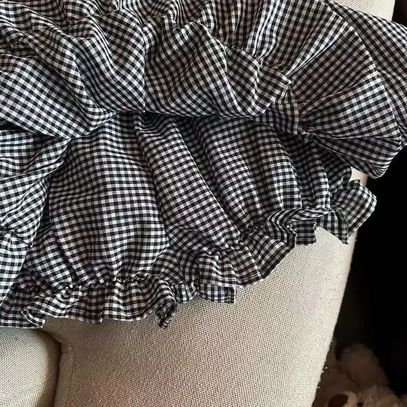 Minigonna a pieghe da donna Y2k con volant sull'orlo elastico in vita gonna corta gonfia Tee ragazze carina gonna a palloncino Aline