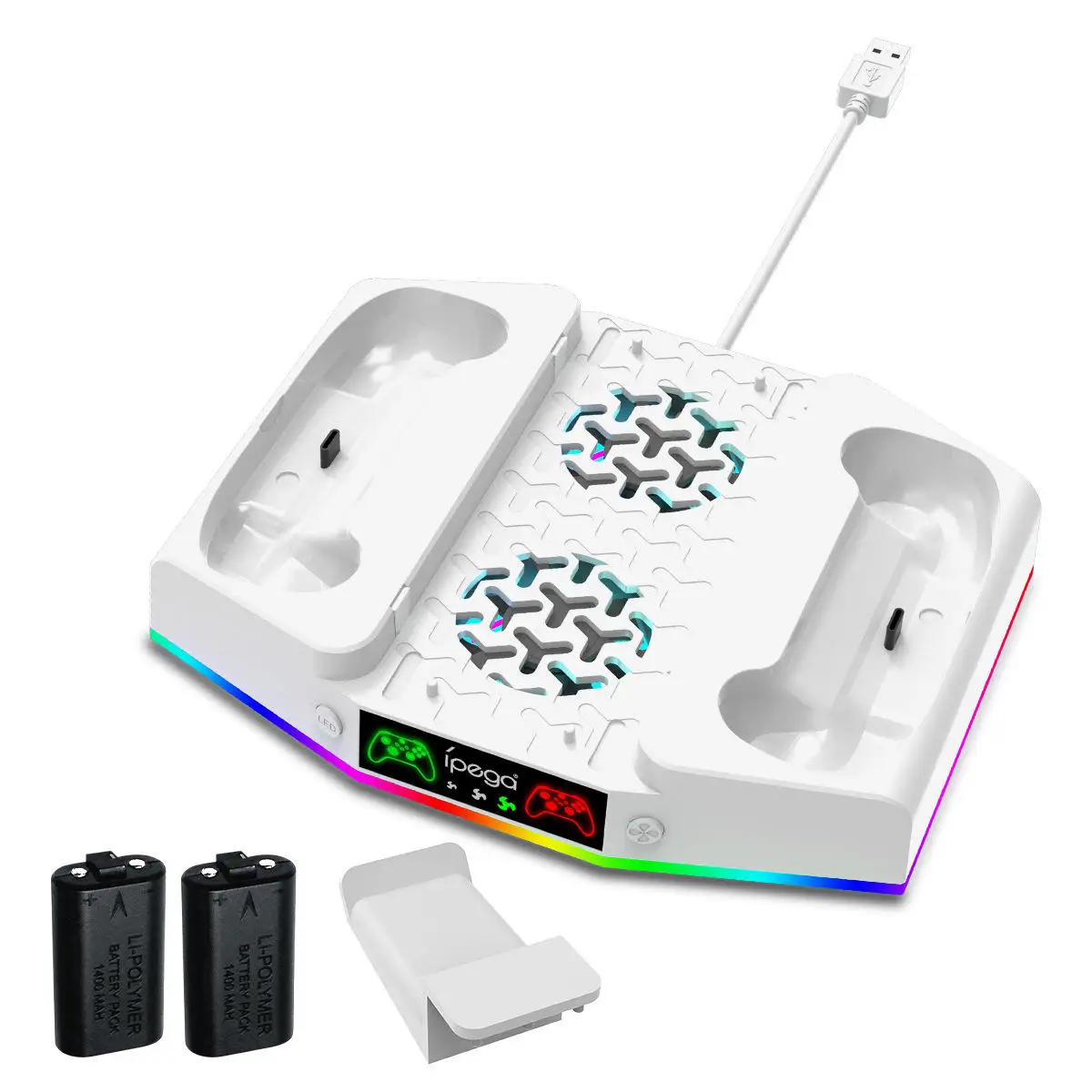 مع حامل محطة شحن عمودي بإضاءة RGB لمروحة تبريد خطاف سماعة الرأس Xboxes Series S