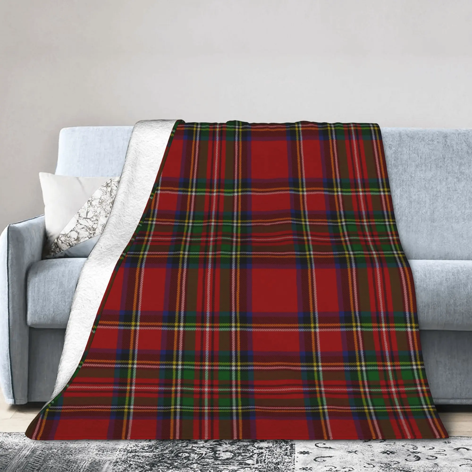 Royal Stewart Tartan Plaid Blankets Coral Fleece Plush Summer Christmas Breathable Warm Throw Blanket for Sofa Travel Quilt