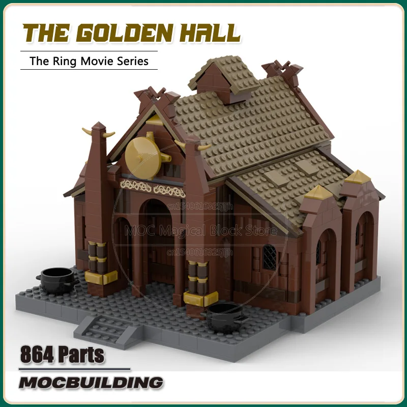 Die Golden Hall MOC Bausteine Die Ringe Film Architektur Modell Technologie Ziegel Pädagogische Sammlung Spielzeug Weihnachten Geschenke