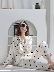 2023 New Silk Women's Pajamas Long-sleeved Two-piece Multicolor Loose Leopard Print Women's Pajamas Home Service