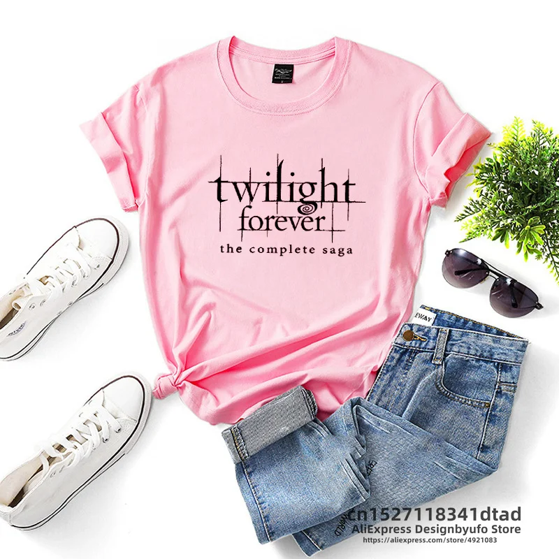 Twilight Forever The Complete Saga T Shirts Women Summer Movies Kristen Stewart Robert Pattinson Tee Shirt  Short Sleeve