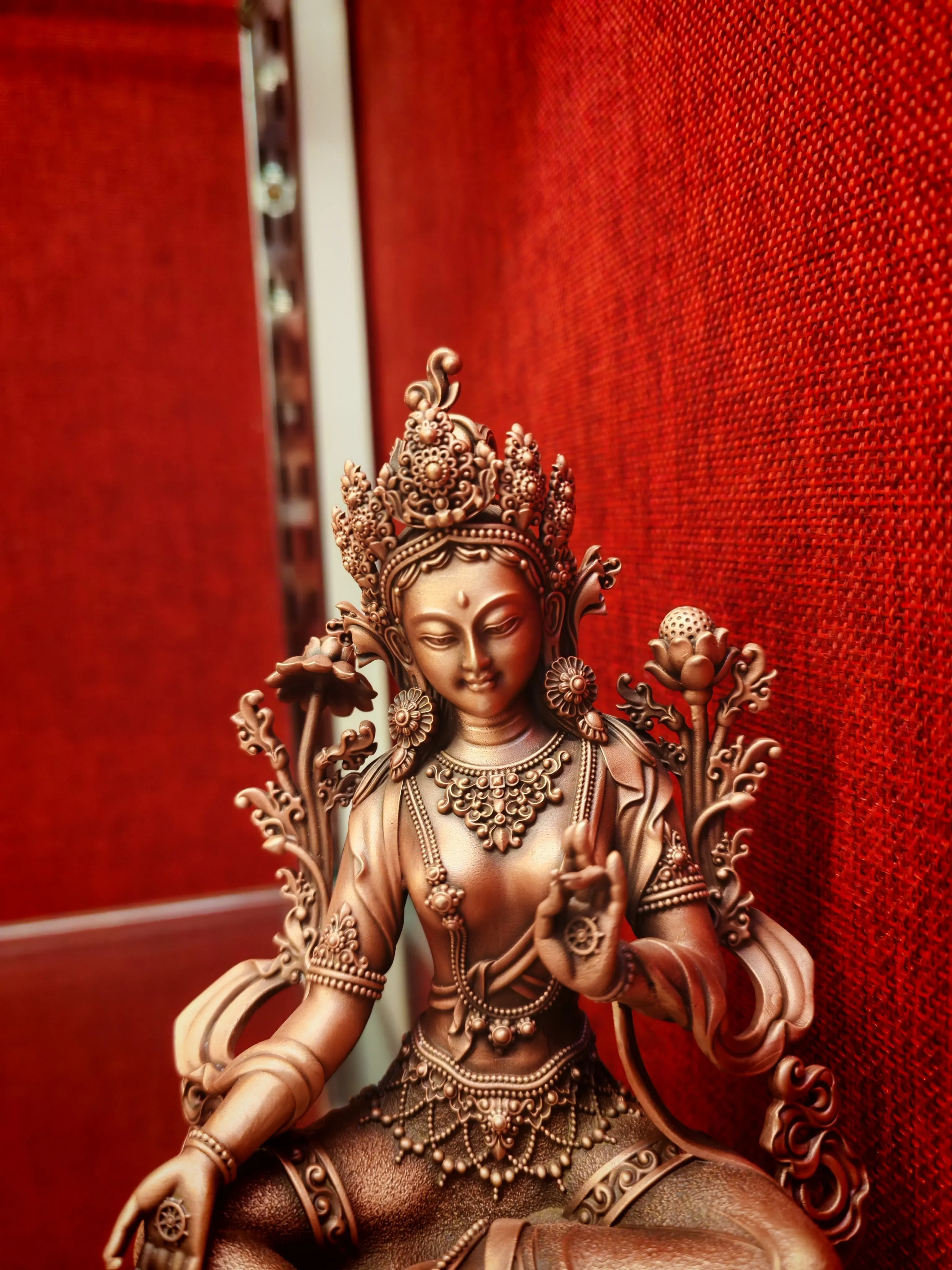 Green Tara height 5 inches pure copper fine craftsmanship 15 cm