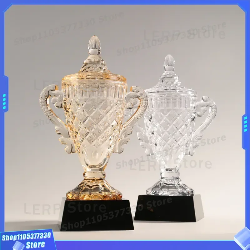 Custom  Crystal Glass Trophy Award Blank Crown Cup for Sports Business Winner Souvenir Gift High End Personalized Engraving