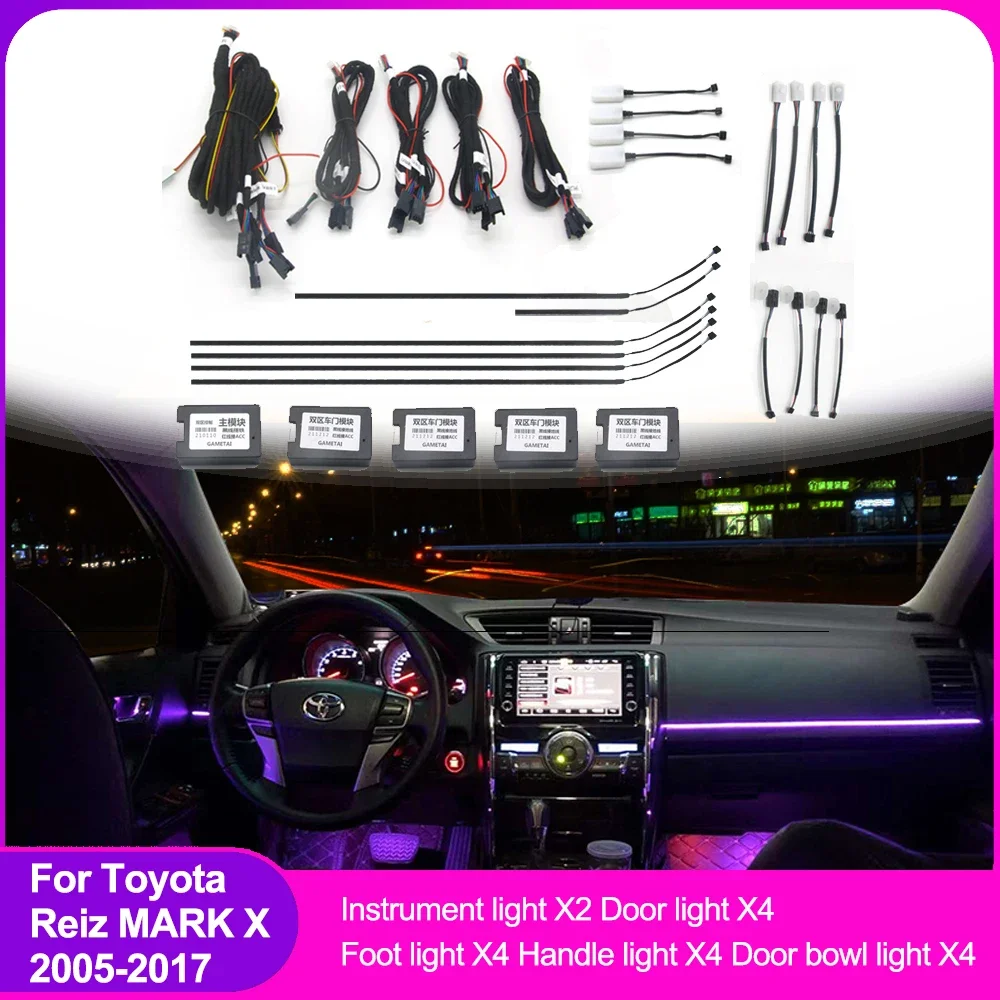 Instrument Dashboard Panel Trim Atmosphere Light LED Decorative Lamp Foot Handle Door Storage Lamps For Toyota Reiz MARK 2005-17