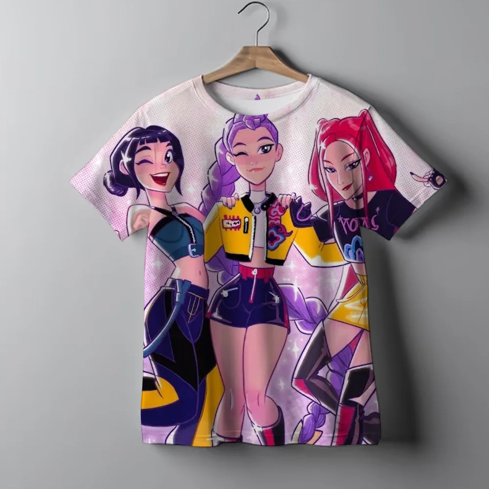 เสื้อยืดเด็กนักล่าปีศาจลายการ์ตูนพิมพ์ลายเสื้อยืดเด็กชายเด็กหญิงลำลองแขนสั้นเสื้อยืดเสื้อผ้าเด็ก