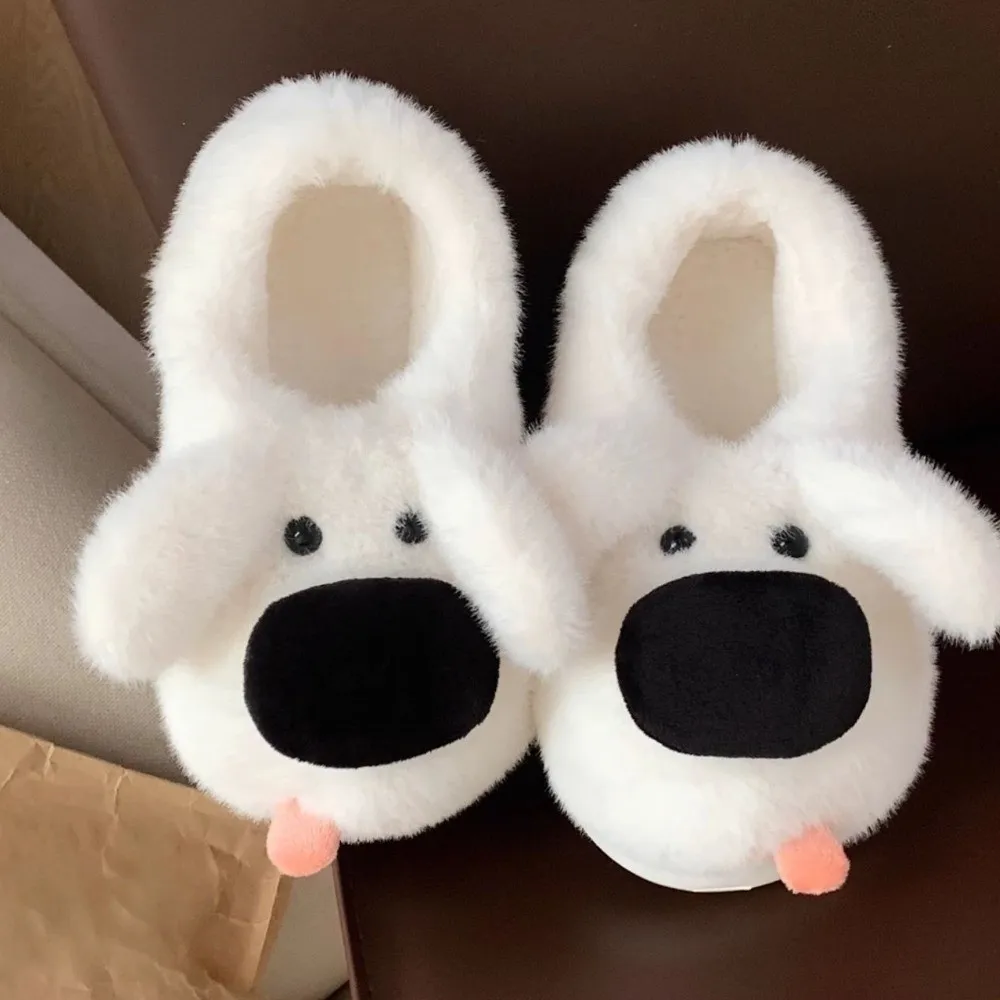 عارضة الإبداعية كبير الأنف جرو النعال لينة سميكة وحيد الكلب شكل النعال عدم الانزلاق الكرتون الشتاء المنزل النعال داخلي