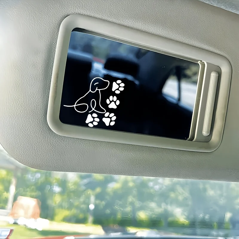 6Pcs Minimalist Line Dog Paw Print Waterproof Stickers No Residue Decals For Car Rearview Mirror Water Bottle Laptop