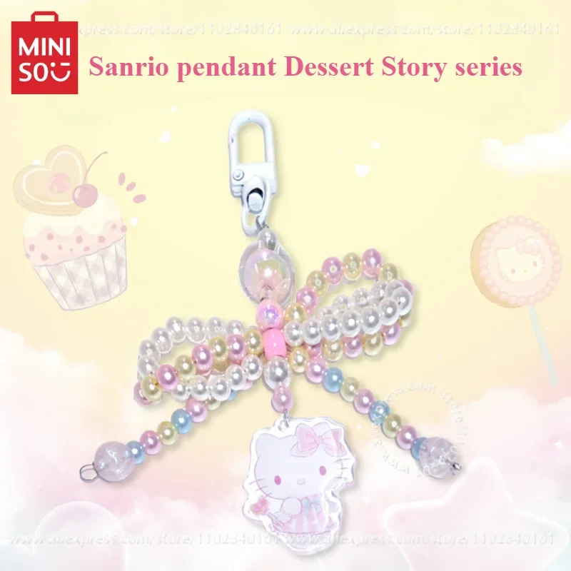 MINISO Sanrio Pendant Dessert Story Series Candy Bow Sugar Cube Kawaii Shape Mobile Phone Bag Decoration Trendy Doll Peripheral