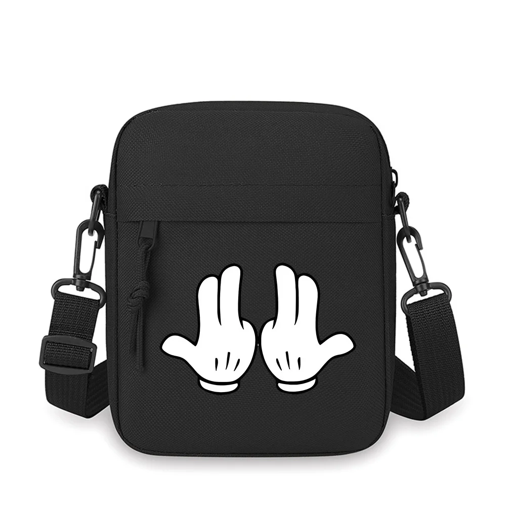 

White gloved hands,fingers raised up Men Crossbody Bag Single Shoulder Women Cartoon Anime Film Printing Design Unisex