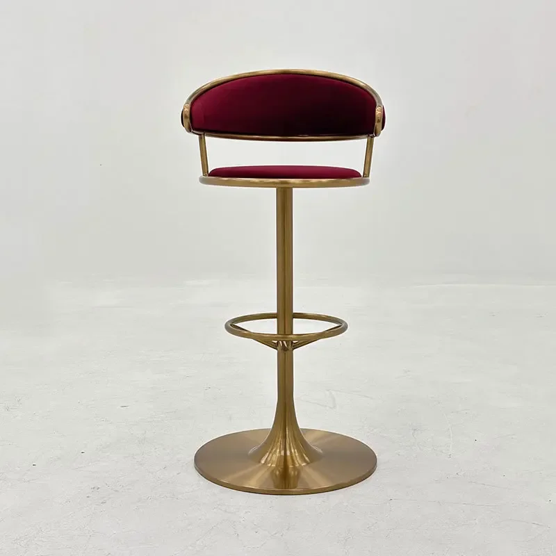 Stainless steel bar chair KTV bar backrest high chair Hotel front desk bar stool